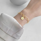 925 Sterling Silver Round Tag Women's Bracelet