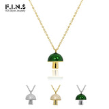 F.I.N.S Mushroom S925 Silver Pendant Necklace Choker Chain