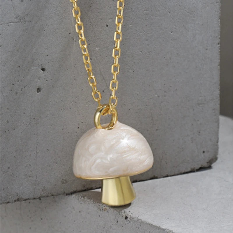 F.I.N.S Mushroom S925 Silver Pendant Necklace Choker Chain