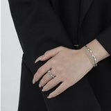 F.I.N.S Bamboo Series S925 Silver Bracelet Green Aventurine Jade Open Bangle