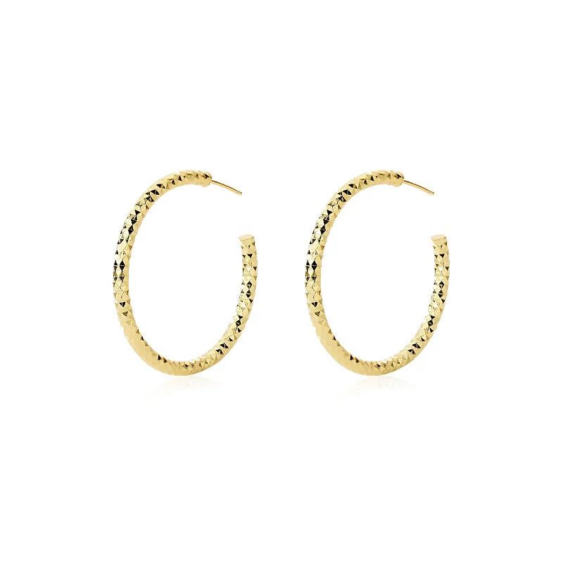 F.I.N.S Classic C-Shaped Hoop Earrings Geometry Cut Surface Circle Piercing Ear