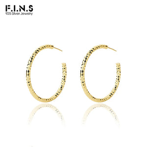 F.I.N.S Classic C-Shaped Hoop Earrings Geometry Cut Surface Circle Piercing Ear
