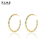 F.I.N.S Classic C-Shaped Hoop Earrings Geometry Cut Surface Circle Piercing Ear
