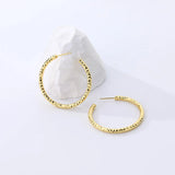 F.I.N.S Classic C-Shaped Hoop Earrings Geometry Cut Surface Circle Piercing Ear