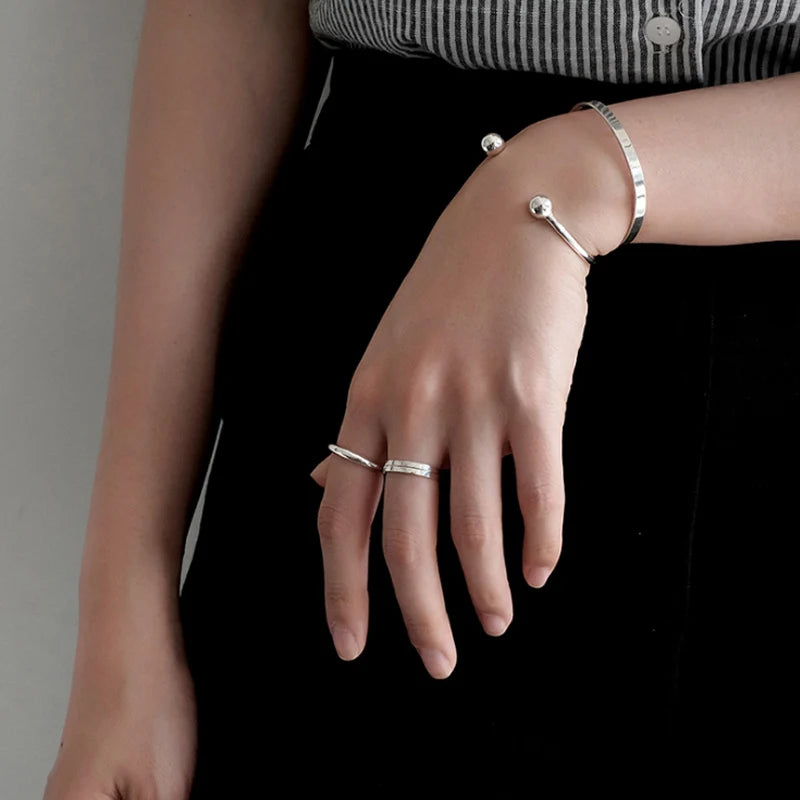 925 Silver Bangles for Women Charm Bracelets Beads Ladies Bangles