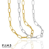 F.I.N.S 925 Silver Necklace Link Chain Stackable Sterling Silver Choker