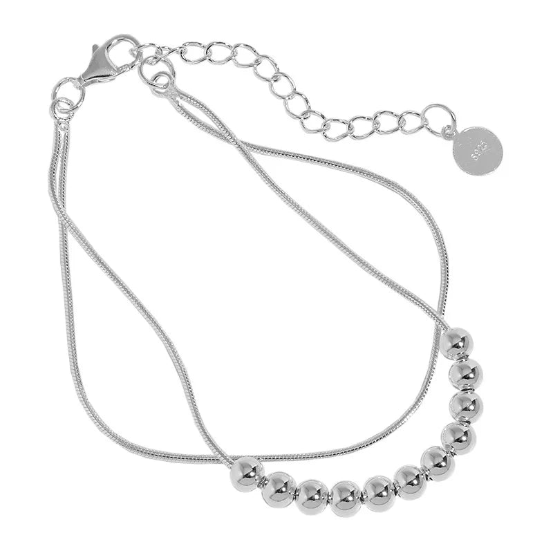 Adjustable S925 Sterling Silver Snake Chain Bracelet for Women