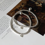 925 Silver Beaded Bracelet for Women Sterling Round Bead Fine Jewelry