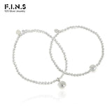 925 Silver Beaded Bracelet for Women Sterling Round Bead Fine Jewelry