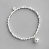 925 Silver Beaded Bracelet for Women Sterling Round Bead Fine Jewelry