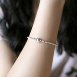 925 Silver Beaded Bracelet for Women Sterling Round Bead Fine Jewelry