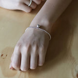 925 Silver Beaded Bracelet for Women Sterling Round Bead Fine Jewelry