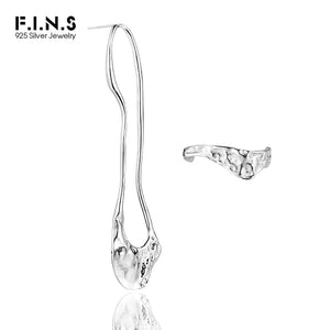 F.I.N.S Concave Convex S925 Silver Asymmetric Earrings