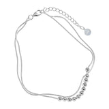 F.I.N.S Double-Layer Snake Chain S925 Sterling Silver Anklet Charms