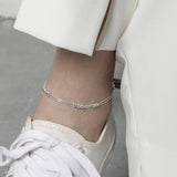 F.I.N.S Double-Layer Snake Chain S925 Sterling Silver Anklet Charms