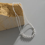 F.I.N.S Double-Layer Snake Chain S925 Sterling Silver Anklet Charms
