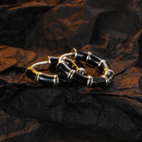 S925 Silver Bamboo Hoop Earrings Enamel Retro Drip Oil Circle Ear Buckle