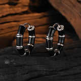 S925 Silver Bamboo Hoop Earrings Enamel Retro Drip Oil Circle Ear Buckle