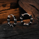 S925 Silver Bamboo Hoop Earrings Enamel Retro Drip Oil Circle Ear Buckle