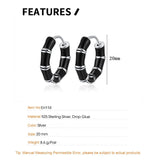 S925 Silver Bamboo Hoop Earrings Enamel Retro Drip Oil Circle Ear Buckle