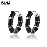 S925 Silver Bamboo Hoop Earrings Enamel Retro Drip Oil Circle Ear Buckle
