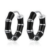 S925 Silver Bamboo Hoop Earrings Enamel Retro Drip Oil Circle Ear Buckle