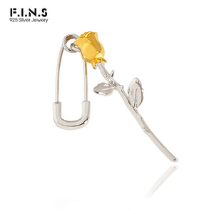 925 Sterling Silver Rose Pin Drop Earring Single Piece French Style