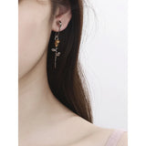 925 Sterling Silver Rose Pin Drop Earring Single Piece French Style