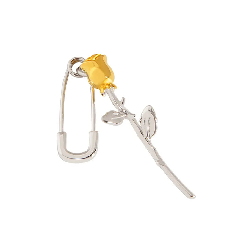 925 Sterling Silver Rose Pin Drop Earring Single Piece French Style