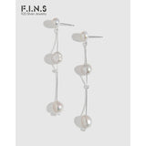 Freshwater Pearl S925 Silver Chain Dangle Earrings for Women