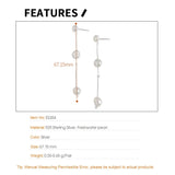 Freshwater Pearl S925 Silver Chain Dangle Earrings for Women