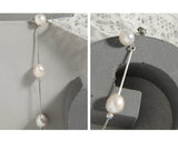 Freshwater Pearl S925 Silver Chain Dangle Earrings for Women