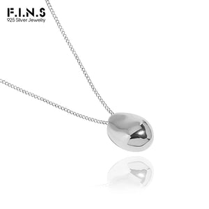 Geometric Egg-Shaped S925 Sterling Silver Pendant Necklace