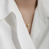 Geometric Egg-Shaped S925 Sterling Silver Pendant Necklace