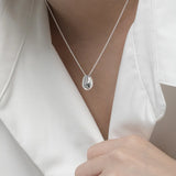 Geometric Egg-Shaped S925 Sterling Silver Pendant Necklace