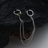 Green Zircon Crystals Clip Earrings 925 Sterling Silver Pendientes