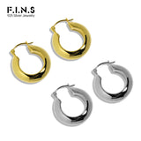 F.I.N.S INS Hot 100% S925 Silver Earrings Glossy Circle Hoops