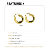 F.I.N.S INS Hot 100% S925 Silver Earrings Glossy Circle Hoops