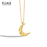 F.I.N.S INS S925 Moon Pendant Necklace Two-tone Clavicle Chain