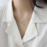 F.I.N.S INS S925 Moon Pendant Necklace Two-tone Clavicle Chain