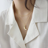 F.I.N.S INS S925 Moon Pendant Necklace Two-tone Clavicle Chain