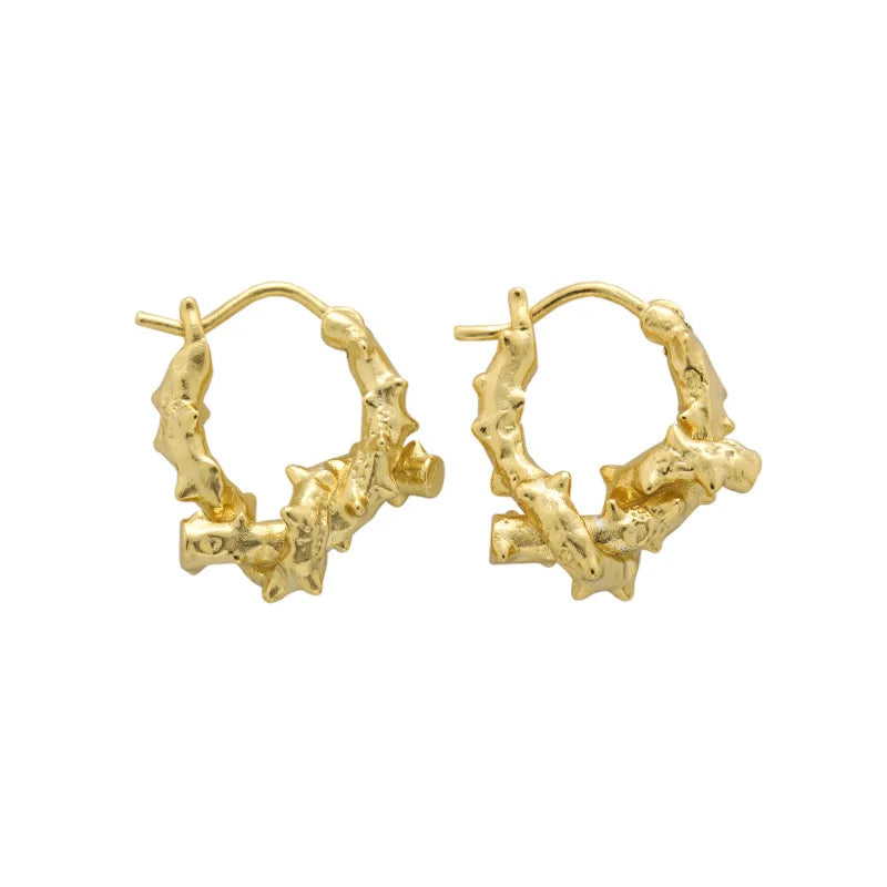 F.I.N.S Irregular Knotted Rattan S925 Silver Hoop Earrings