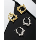 F.I.N.S Irregular Knotted Rattan S925 Silver Hoop Earrings