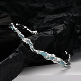 Irregular Mint Enamel Sterling Silver Bracelet