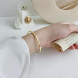 925 Sterling Silver Concave Open Ladies Bangles Bracelet