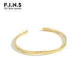 925 Sterling Silver Concave Open Ladies Bangles Bracelet