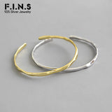 925 Sterling Silver Concave Open Ladies Bangles Bracelet