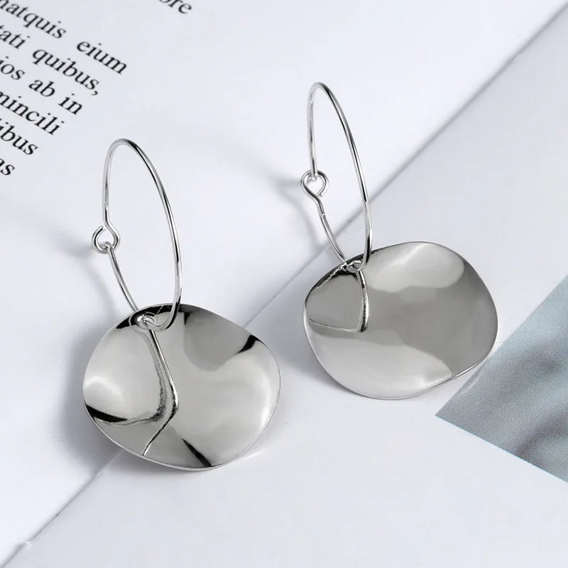 F.I.N.S Irregular Surface 925 Sterling Silver Dangle Earrings