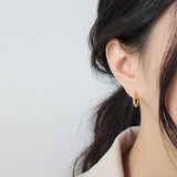 Korea Hot Style 925 Sterling Silver Golden Rope Small Hoop Earrings