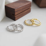 Korea Hot Style 925 Sterling Silver Golden Rope Small Hoop Earrings